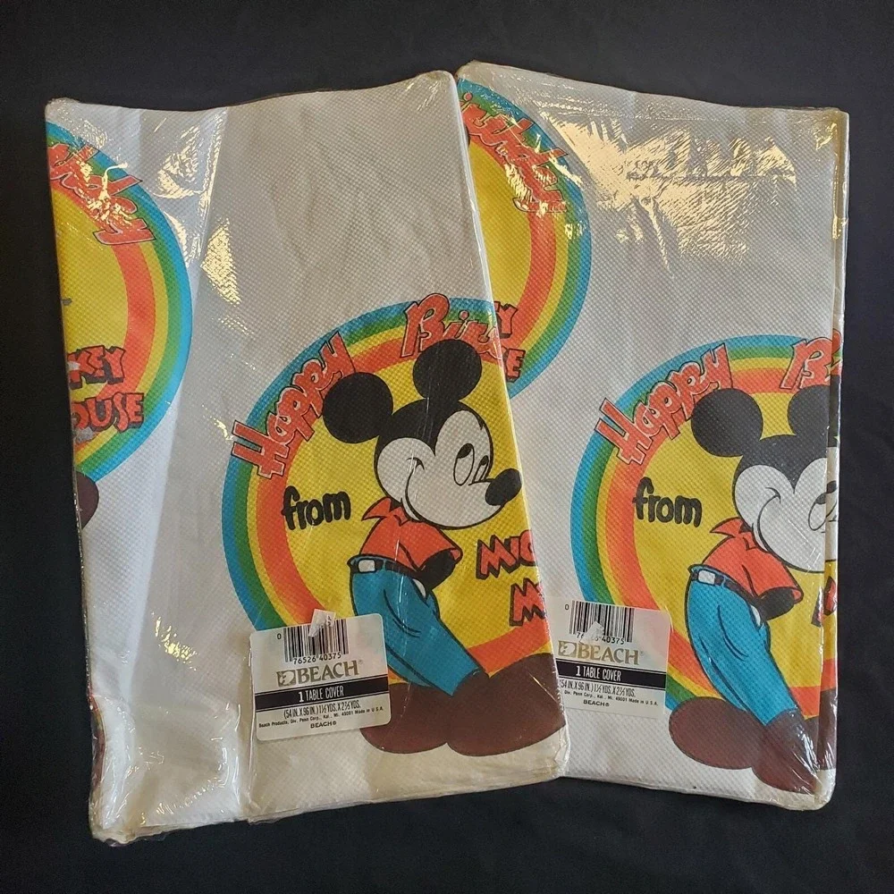 Vintage Mickey Mouse Retro Paper Tablecloth Lot Of 2 - 54